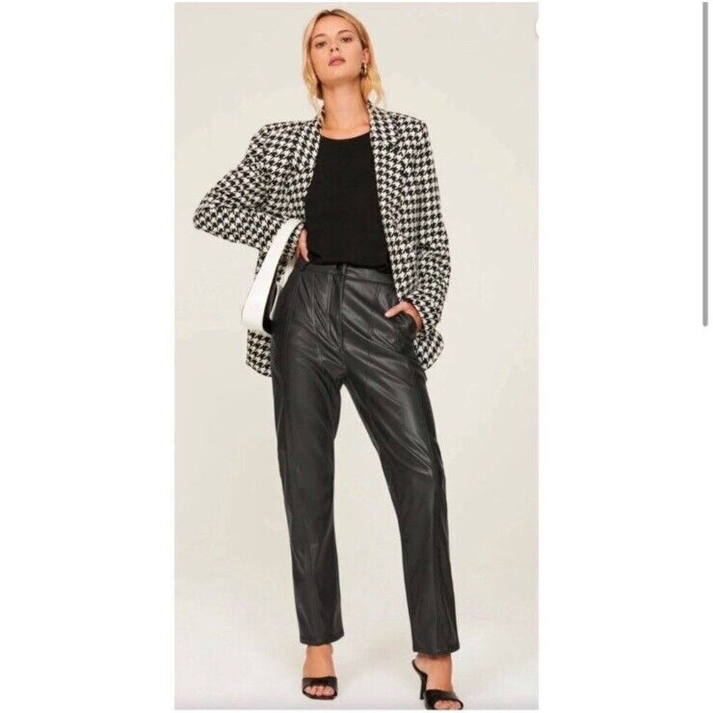 Atlein Collective Black Faux Vegan Leather Pants Straight Leg Women’s‎ Size 8